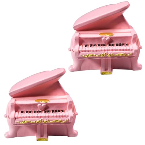 ZUNOXAZ 2 Stück Mini Piano Modell aus Langlebigem Resin Dekoratives Puppenhaus Musikinstrument Teiliges DIY Foto Requisiten Rosa Mini Haus Klavier für Miniatur Szenen und Sammlungen von ZUNOXAZ