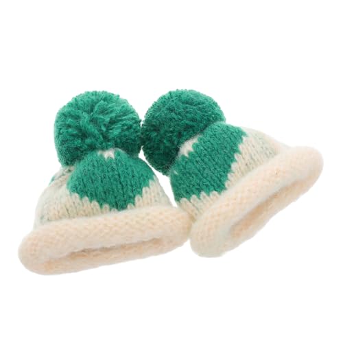 ZUNOXAZ 2 Stück Mini Strickmützen Kleine Wollmützen DIY Bastelset Niedliche Flaschen und Puppenhüte Grün mit Herz für Osterparty und Festliche Dekoration von ZUNOXAZ