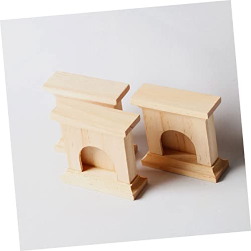 ZUNOXAZ 2 Stück Miniatur Holz Kamin Naturbelassenes Holzspielzeug Dekoratives Puppenhaus Zubehör Kompakte Miniatur Kamin Nachbildung für Wohnraumdeko und Fotorequisiten von ZUNOXAZ
