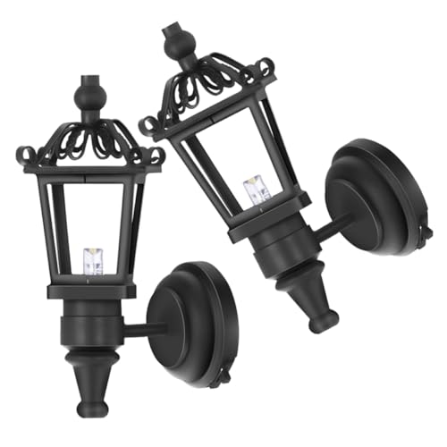 ZUNOXAZ 2 Stück Puppenhaus Zubehör Schwarz Kleine Dekorative Lampe für Puppenstuben Stilvolle Miniatur Wandbeleuchtung für Schlafzimmer und Miniaturhäuser von ZUNOXAZ