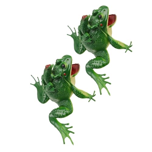 ZUNOXAZ 2 Stück Realistische Grüne Froschfiguren Deko mit Sound Lebensechte Amphibien für Geschenkidee und Stimmungsvolle Wohnraumdekoration Geeignet für Innen und Außenbereiche von ZUNOXAZ
