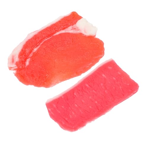 ZUNOXAZ 2 Stück Realistische Künstliche Schweinefleischscheiben Deko Lebensmittelmodell Langlebig Fotorealistisch für Küche Fotografie Requisiten von ZUNOXAZ