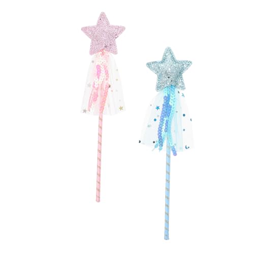 ZUNOXAZ 2 Stück Teiliges Feenstab mit Glitzerstern Bunte für Leichtes Handfreundliches Material als Partydeko und Bühnenrequisit für Rollenspiele und Festlichkeiten von ZUNOXAZ