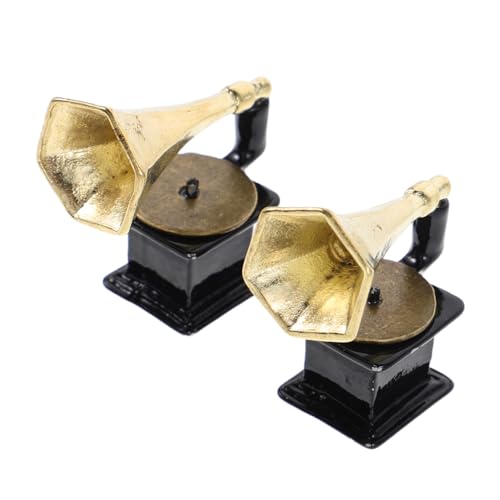ZUNOXAZ 2 Stück Teiliges Miniatur-Phonograph Modell Vintage Metall Retro Plattenspieler Dekoration Platzsparend für Puppenhaus Party Musik Accessoire Langlebiges Sammlerstück ZUNOXAZ 2 Stück Teiliges Miniatur-Phonograph Modell Vintage Metall Retro Plattenspieler Dekoration Platzsparend für Puppenhaus Party Musik Accessoire Langlebiges Sammlerstück von ZUNOXAZ