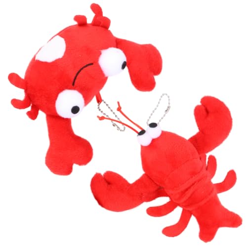 ZUNOXAZ 2 Stück Teiliges Plüsch Krabben und Hummer Anhänger Weicher Kuscheltier Schlüsselanhänger Süßes Cartoon Design Dekorativer Taschen und Schlüsselanhänger für Damen und Herren von ZUNOXAZ