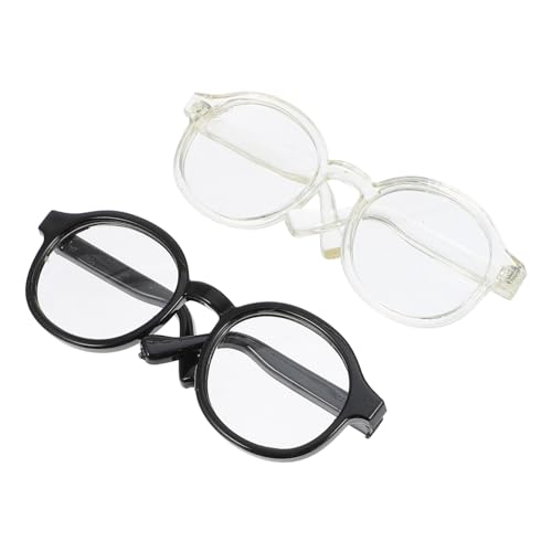 ZUNOXAZ 2 Stück Teiliges Puppenbrillen Mini Plastikbrillen Schwarz Transparent für Puppen Zubehör zum Verkleiden von ZUNOXAZ