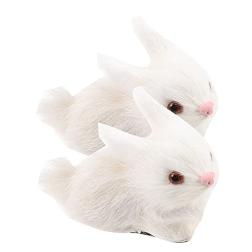 ZUNOXAZ 2 Stück Teiliges Realistische Pelzige Kaninchenfiguren Detailgetreue Simulation Langlebige Plüsch Deko für Zuhause Garten Fotografie Weihnachten und Halloween von ZUNOXAZ
