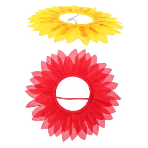 ZUNOXAZ 2 Stück Teiliges Sonnenblumen Kopfschmuck Lustige Performance Hut Einzigartiges Blumenkostüm für Geeignet für Kindergarten Party Festival Fotorequisiten Gelb und Rot von ZUNOXAZ
