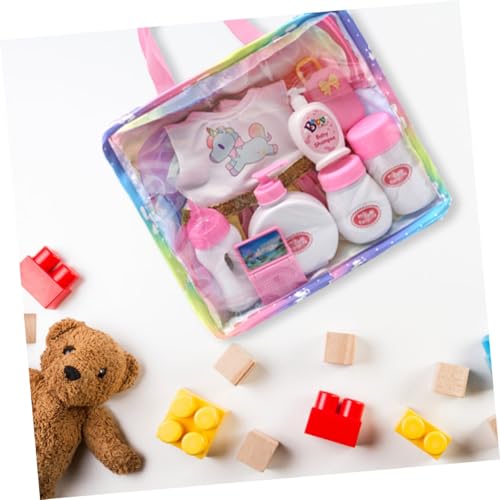 ZUNOXAZ 2 Stück Tragbare Puppentasche mit Griff Leichtes Aufbewahrungsorganizer für Puppenkleidung Puppenzubehör Handtasche mit Niedlichem Einhorn Design für Unterwegs von ZUNOXAZ