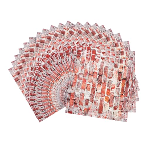 ZUNOXAZ 20 Stück Dollhouse Tapete Teiliges Selbstklebende Vintage Wandsticker für Puppenhaus Dekoration Fliesenaufkleber für Minihäuser Einfaches Anbringen und Vielfältige Nutzung von ZUNOXAZ