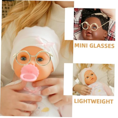 ZUNOXAZ 20 Stück Teiliges Mini puppenbrillen aus Metall Runde Rahmenlose Doll Eyewear für Puppenhaus Zubehör DIY Bastelgläser ohne Gläser Goldfarbene Puppen Accessoires zur von ZUNOXAZ