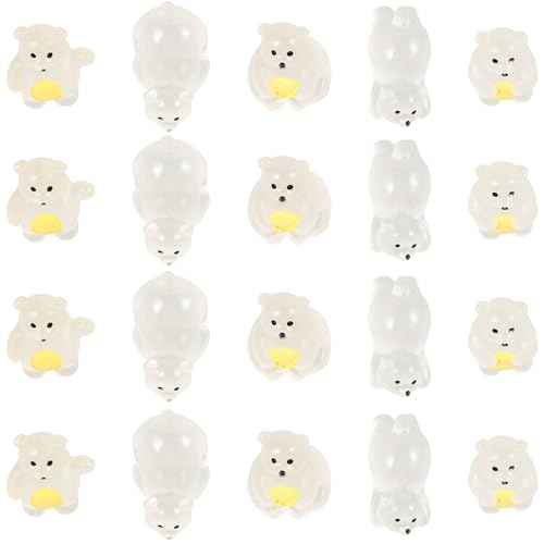 ZUNOXAZ 20 Stück Teiliges Miniatur Bärenfiguren aus Resin Niedliche Leuchtende Bär Ornamente für DIY Mikro Landschaft Detailreiche Kleine Tierfiguren für Garten Schreibtisch und von ZUNOXAZ
