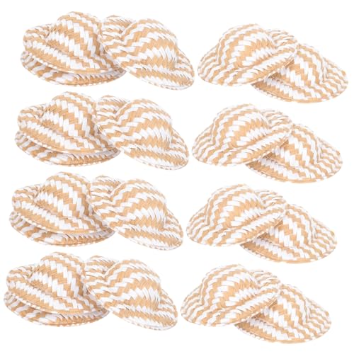ZUNOXAZ 20 Stück Teiliges Miniatur Geflochtener Puppenstrohhüte DIY Bastelzubehör für Puppenhaus Handgefertigte Ornament hüte Bunte Farben Kaffee Weiß Vielseitig für Dekoration und von ZUNOXAZ