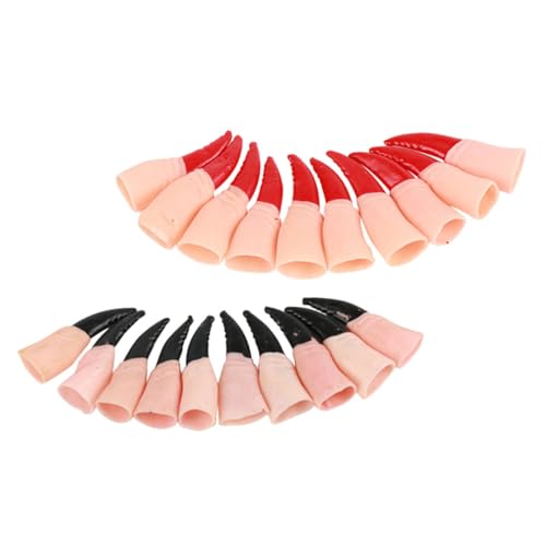 ZUNOXAZ 20 Stück Teiliges Wiederverwendbare Hexenfinger in Rot und Schwarz Detailreiche Halloween Deko für Gruselige Kostümpartys Cosplay und Horror Events Party Accessoires für Spukhaus von ZUNOXAZ
