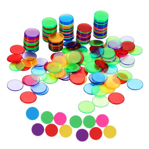 ZUNOXAZ 200 Stück Bunte Kunststoff Zählchips Transparent und Undurchsichtig Robuste Lernchips für Matheunterricht Bingo Spielmarken Vielseitige Spielmünzen für Unterricht von ZUNOXAZ