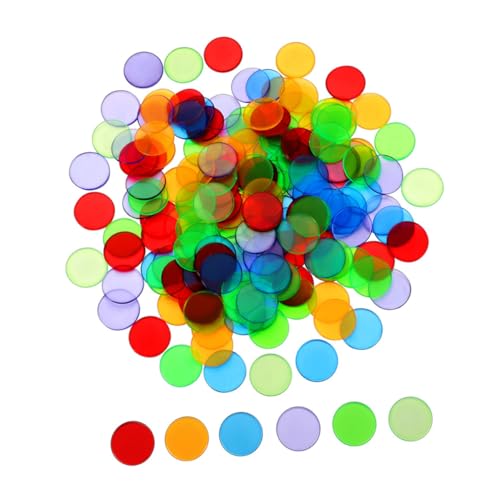 ZUNOXAZ 200 Stück Teiliges Bingo Spielzubehör Bunte Plastik Zählchips Transparent und Gemischt Spielsteine Wiederverwendbar für Lernspiele und Brettspiele von ZUNOXAZ