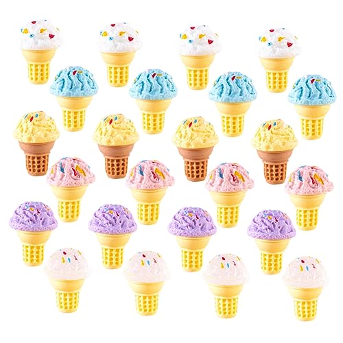 ZUNOXAZ 24 Stück Teiliges Miniatur Eiscreme Modell aus Harz Farbenfrohe Mini Dessert Figuren Puppenhaus Zubehör für DIY Dekoration Lebendige Miniaturszene Geeignet als Mini Adornment von ZUNOXAZ