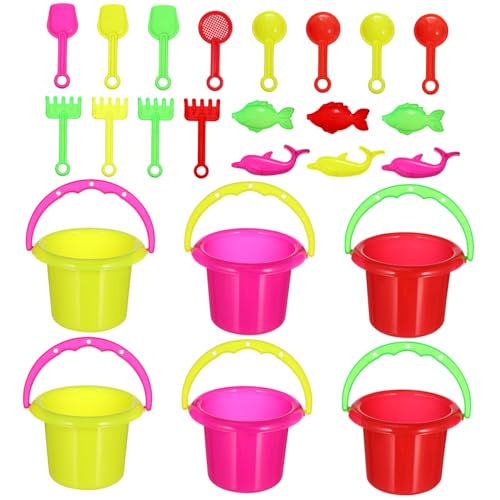 ZUNOXAZ 24Stücke Mini Eimer für Buntes Sandeimer Kreatives Strandspielzeug Hand Augen Koordination für Strandspaß und von ZUNOXAZ