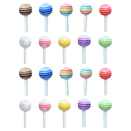 ZUNOXAZ 25 Stück Teiliges Mini Lutscher aus Buntem Realistische Miniatur Lollipop Modelle für Puppenhaus Dekoration Vielseitig als Foto Requisite und Wohnaccessoire Zufällige Farbe von ZUNOXAZ