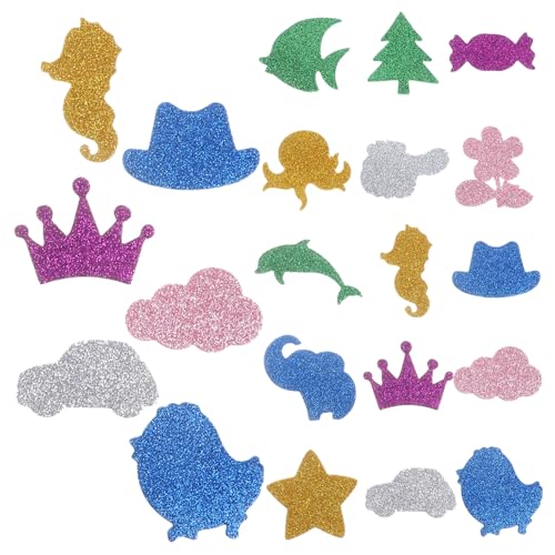 ZUNOXAZ 28 Stück Teiliges Eva Schaumstoff Sticker mit Bunten Selbstklebenden Cartoon Tieren Glitzernde Scrapbooking Aufkleber für Fenster Plastik und Bastelprojekte Vielseitig Verwendbar von ZUNOXAZ