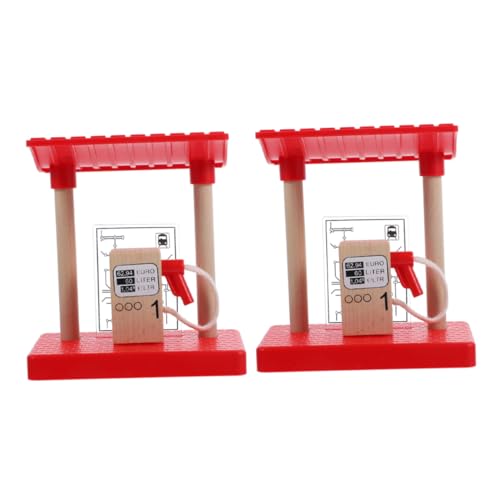 ZUNOXAZ 2pcs Holzzuggebäudezubehör Für Kinder, So Tun Spielen Spielzeug -tankstellenmodell Interaktive DIY -Eisenbahn -bahnstation Spielzeug von ZUNOXAZ