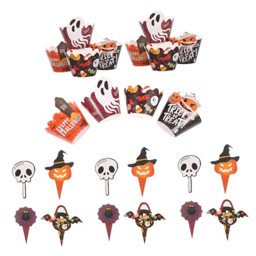 ZUNOXAZ 2sätze Halloween-cupcake-topper Aus Papier Und Förmchen Mit Gespenster-design Kürbis-dekorationen Für Party Backförmchen Mit Totenkopf-motiven Für Geburtstagskuchen Und ZUNOXAZ 2sätze Halloween-cupcake-topper Aus Papier Und Förmchen Mit Gespenster-design Kürbis-dekorationen Für Party Backförmchen Mit Totenkopf-motiven Für Geburtstagskuchen Und von ZUNOXAZ