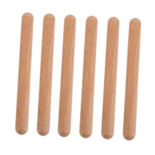 ZUNOXAZ 3 Paare Hartholz Rhythmussticks für Solide Percussion Instrumente Natürliche Holzfarbe für Anfänger und Musikalische Früherziehung von ZUNOXAZ