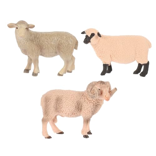 ZUNOXAZ 3 STÜCKE Realistisches Schaf Modell Lebensechte Tierfigur aus Solidem Material Dekoratives Schaf Ornament für Kinderzimmer Schule und Wohnraum Pädagogisches Wildtier von ZUNOXAZ