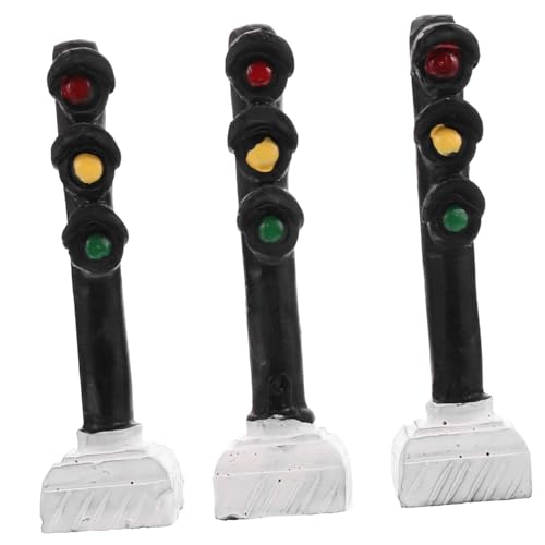 ZUNOXAZ 3 STÜCKE Teiliges Mini Ampel aus Resin Kompakte Verkehrsampel Dekoration für Kinderzimmer Platzsparendes Desktop Traffic Light Display Sichere Sandtisch Zubehör spielzeuge für von ZUNOXAZ