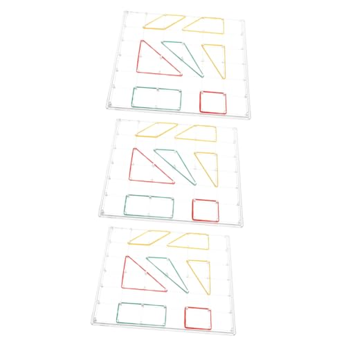 ZUNOXAZ 3 Sätze Geometrische Nagelboards Transparent Mathe Lernspielzeug für Montessori Mathe Lehrmittel Kindergarten Grundschule von ZUNOXAZ