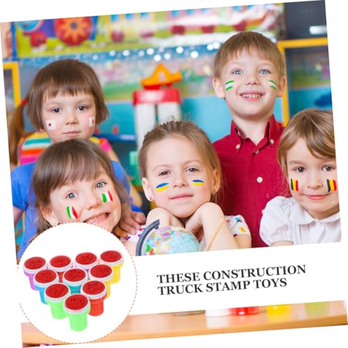 ZUNOXAZ 3 Sätze Stempel Baustellenfahrzeuge Bauwagen Motive Kreatives Basteln Partygeschenk Belohnung Für Jungen Mädchen Kindergarten Schulklassen von ZUNOXAZ
