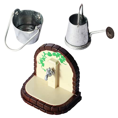 ZUNOXAZ 3 Stück Mini Eimer Streusel Wasserhähne Miniaturen Können Kleine Gießeimer Anzapfen Pflanzen Im Freien Gartendekorationen Für Draußen Miniaturspielzeug 1/12 von ZUNOXAZ