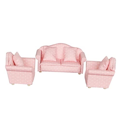 ZUNOXAZ 3 Stück Mini Sofas Mit Rosa Punkten Puppenhaus Zubehör Und Möbel Miniatur Sofakissen Miniatur Couch Spielhaus Möbel Zubehör Puppenhaus Sofa Stoff von ZUNOXAZ