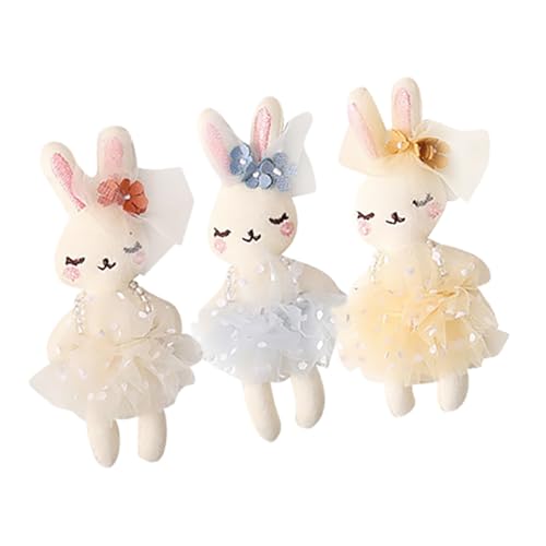 ZUNOXAZ 3 Stück Plüsch Hase Figuren DIY Bastelzubehör für Haarschmuck Weiche Füllung aus Baumwolle für Ostergeschenke und Kreative Projekte Gelb von ZUNOXAZ