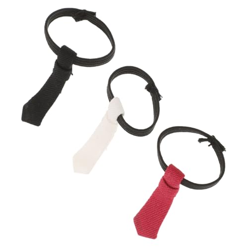 ZUNOXAZ 3 Stück Teiliges Mini Puppen Krawatten aus Weichem Stoff Maßstab Vorgebundene Kleine Krawatten in und Rot für DIY Puppenkostüme und Puppenhaus Zubehör von ZUNOXAZ