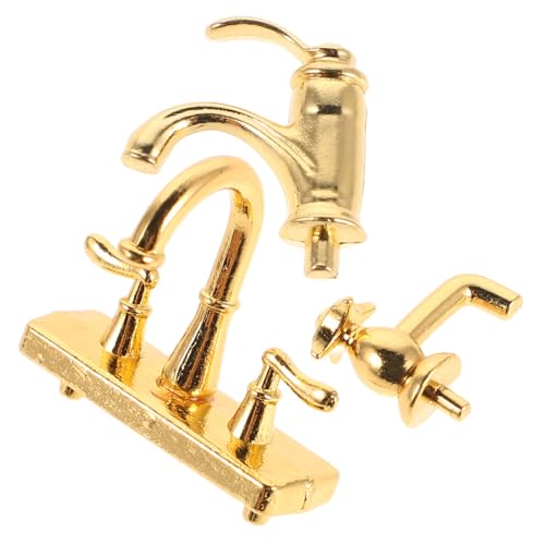 ZUNOXAZ 3stücke Miniatur-Wasserhahn-Modell Für Puppenhaus-Badezimmer Mini-küchenarmatur Authentische Miniatur-Dekoration Spielzeug Für Junge Mädchen Und Bastler Realistische Details von ZUNOXAZ