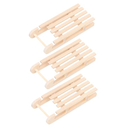 ZUNOXAZ 3 Stück Teiliges Miniatur Holzschlitten Unlackiert Weihnachtsdeko Holz Ornament Handgefertigt Detailreich für Tischdeko und Puppenhaus Zubehör von ZUNOXAZ