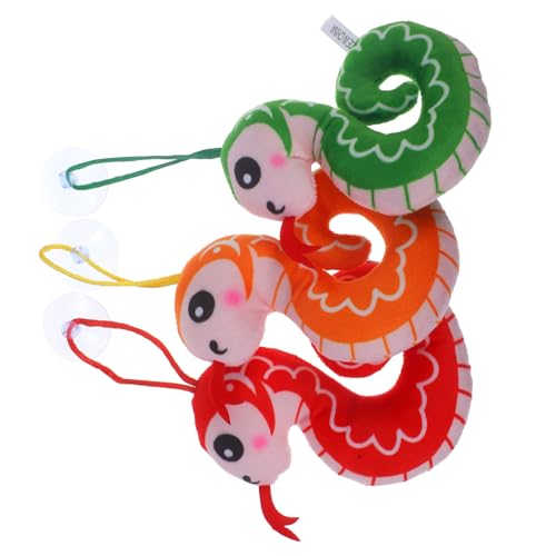 ZUNOXAZ 3 Stück Teiliges Plüschschlangen Realistische Kuscheltiere mit Saugnapf Buntes Party und Halloween Geeignet als Streichspielzeug und Festtagsdekoration von ZUNOXAZ