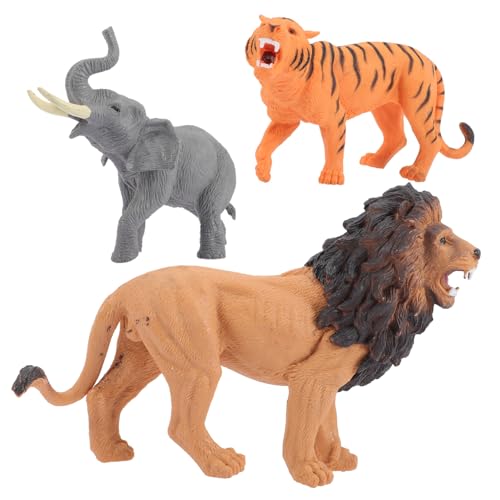 ZUNOXAZ 3 Stück Teiliges Realistisches Dschungel tierfiguren Stabilem Kunststoff mit Löwenfigur Elefant Tiger als Pädagogisches und Dekorative Sammelfiguren für Kleinkinder von ZUNOXAZ