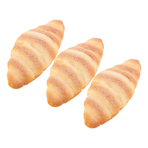ZUNOXAZ 3 Stück Teiliges Realistisches Fake Brot Deko Modelle aus Langlebigem Material Täuschend Echte Simulation Croissant Requisiten für Fotografie Restaurant und Schaufensterdekoration von ZUNOXAZ