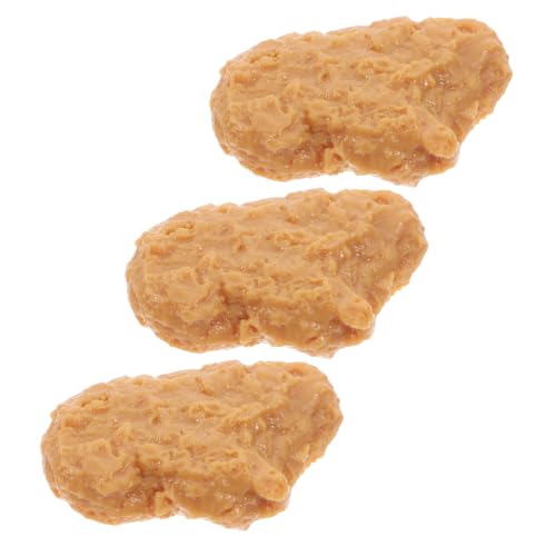 ZUNOXAZ 3 Stück Teiliges Realistisches Hähnchen Nugget Modell aus PVC Wiederverwendbar und Sicher Detailgetreu für Küchen Restaurant und Fotodekoration Miniatur Essenssimulation für von ZUNOXAZ