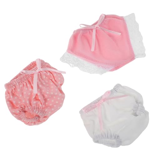 ZUNOXAZ 3 Stück Teiliges Set Elastische Puppenunterwäsche für Babypuppen Wiederverwendbare Spielzeugkleidung Weiß und Rosa mit Punkten Realistisches Zubehör für Rollenspiele und Badezeit von ZUNOXAZ