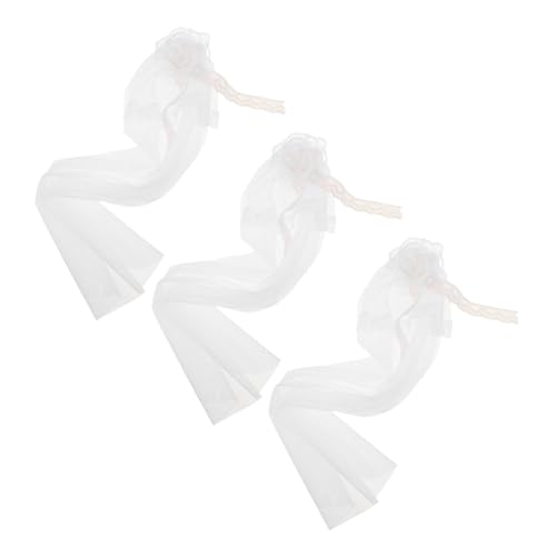ZUNOXAZ 3 Stücke Teiliges Puppen-brautkopfschmuck- Feines Hochzeitsschleier-Spitzen- -Accessoire für Miniatur-Puppen-hochzeitskostüme Vielseitig Einsetzbar für Kreative DIY-Styling- von ZUNOXAZ