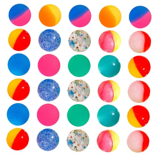 ZUNOXAZ 30 Stück Teiliges Bunter Elastischer Hüpfbälle aus Strapazierfähigem Kleine Leichte Spielbälle für Party mitgebsel und Geschenk für Drinnen und Draußen von ZUNOXAZ