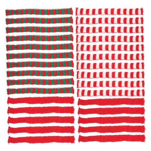 ZUNOXAZ 30 Stück Teiliges Gestrickte Mini Schals Weihnachten Flexible Wollschals mit Rot Weiß Grün Gestreiftem Design Dekorativ für Puppen Mini Schneemänner Kleine Spielzeuge und Flaschen von ZUNOXAZ