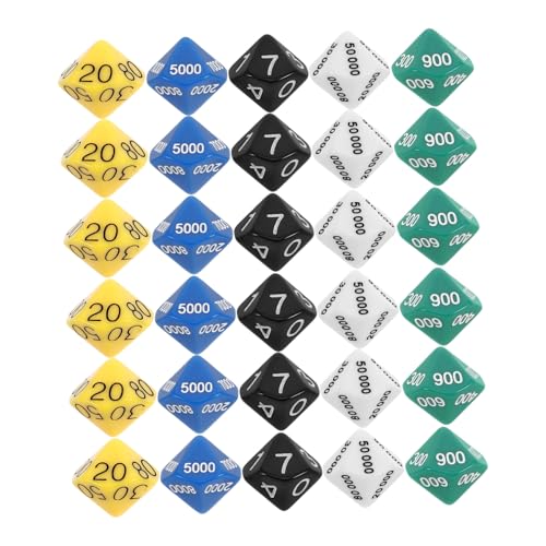 ZUNOXAZ 30 Stück Würfel -brettspiel Brettspiel Würfel Spieleprop Für Spiel Requisiten Plastik von ZUNOXAZ