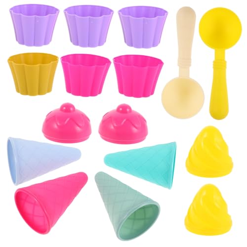 ZUNOXAZ 3Er-Set Strandspielzeug Eiscreme Formen mit Eiscreme Waffeln und Schaufel für Kreatives Am Meer und Sandkasten von ZUNOXAZ