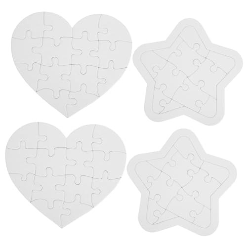 ZUNOXAZ 4 Sätze Leeres Puzzle Herz und Stern Formen aus Stabilem Papier für DIY Malen Basteln und Hand Auge koordination Spielspaß ZUNOXAZ 4 Sätze Leeres Puzzle Herz und Stern Formen aus Stabilem Papier für DIY Malen Basteln und Hand Auge koordination Spielspaß von ZUNOXAZ