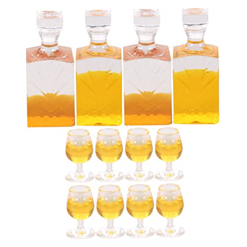 ZUNOXAZ 4 Sätze Miniatur Weinflaschen und Becher aus Hochwertigem Material Detailreiche Dekoration für Puppenhaus DIY Miniaturhaus Vielseitige Spiel und Foto Requisiten Langlebig und von ZUNOXAZ