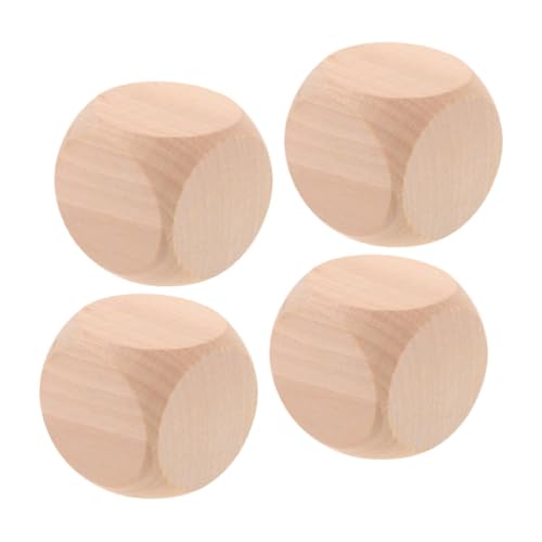 ZUNOXAZ 4 Stück Blanko Holzwürfel Unlackierte Holz Würfel zum Basteln DIY Spielwürfel für Spiele Party Holzklötze Würfelwürfel Holzbausteine von ZUNOXAZ